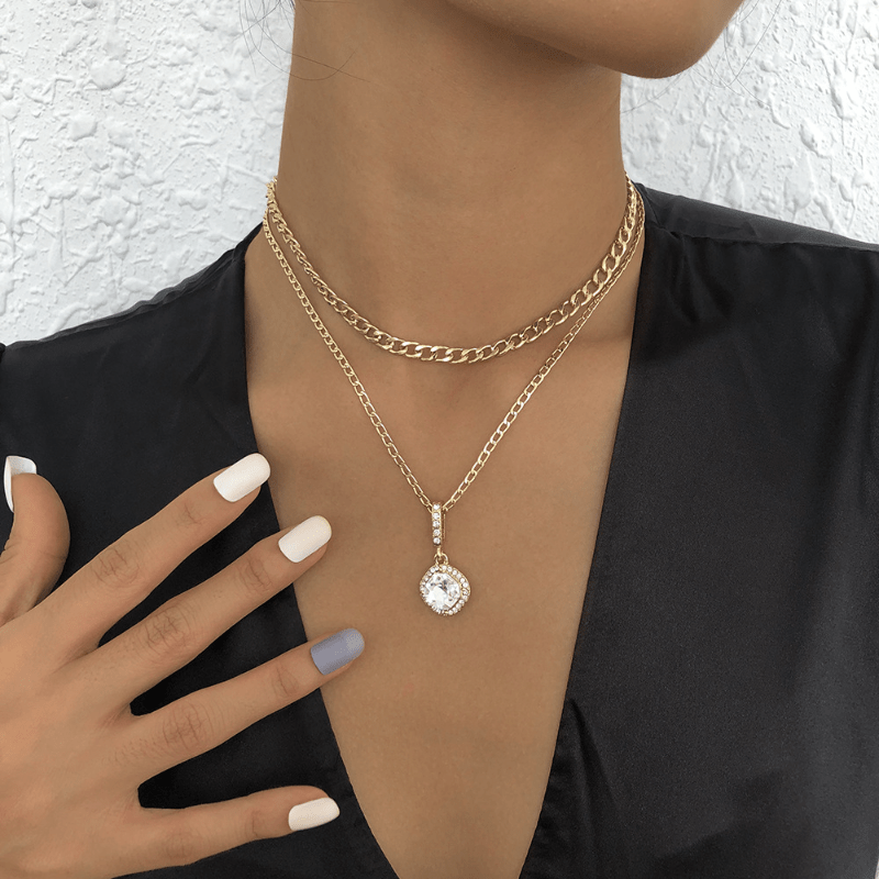 Double Layer Necklace Clavicle Chain Jewelry Gift Women