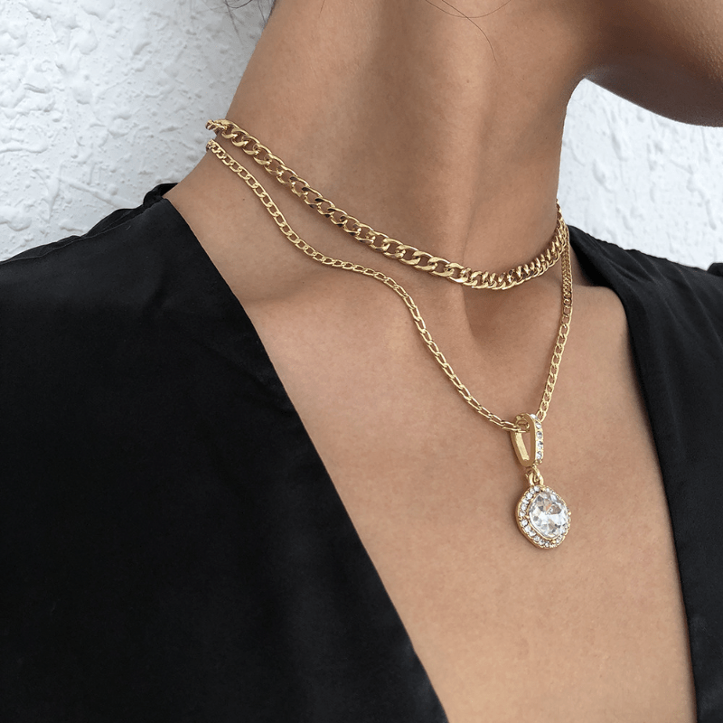 Double Layer Necklace Clavicle Chain Jewelry Gift Women
