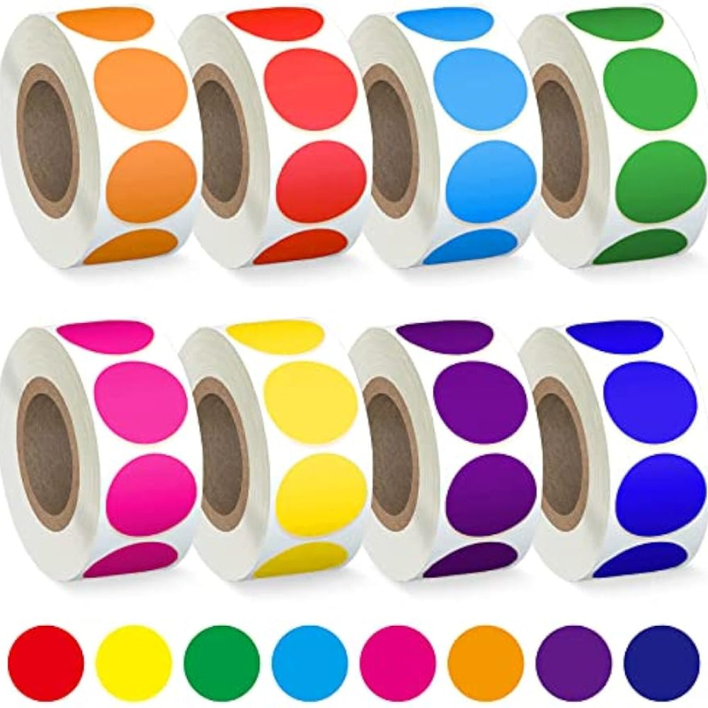 4000 PCS 3/4 Colored Dot Stickers Circle Coding Labels, 8 Style