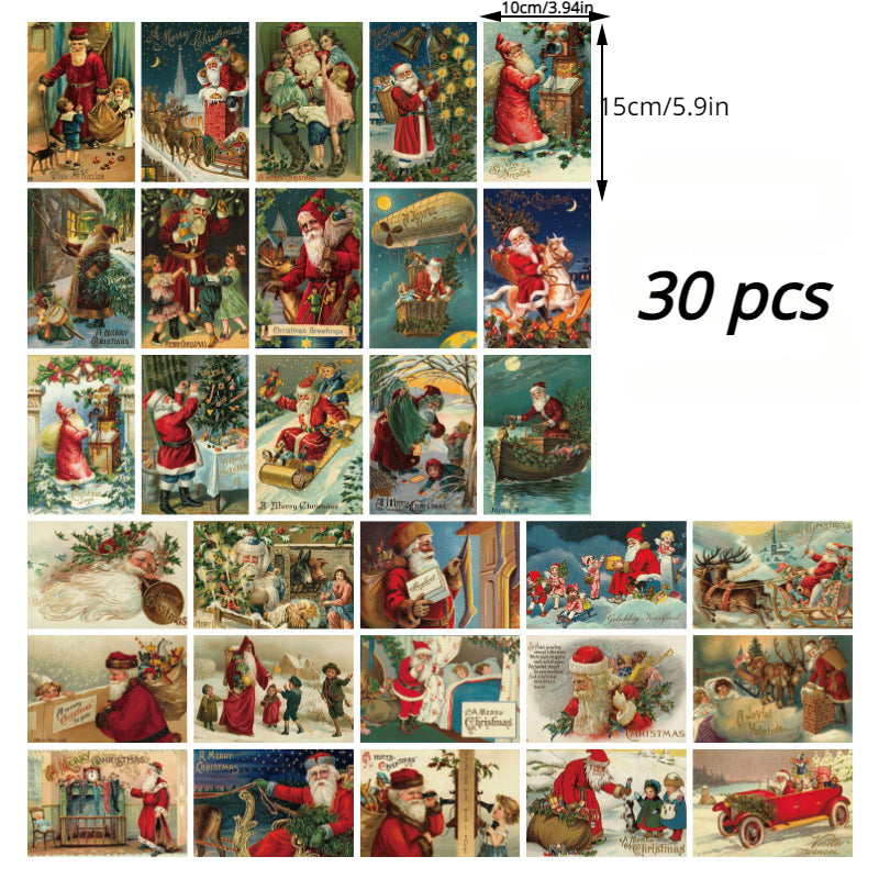 30pcs Christmas Postcards Wall Decoration Cards Christmas Photos Background