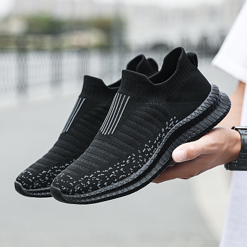Women's Striped Mesh Slip-On Sneakers for Outdoor Activities