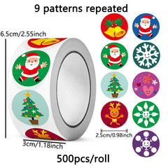 500pcs Roll Christmas Stickers Santa Claus Holiday Decoration Self-adhesive Stic