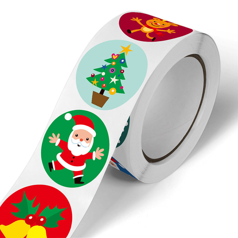 500pcs Roll Christmas Stickers Santa Claus Holiday Decoration Self-adhesive Stic