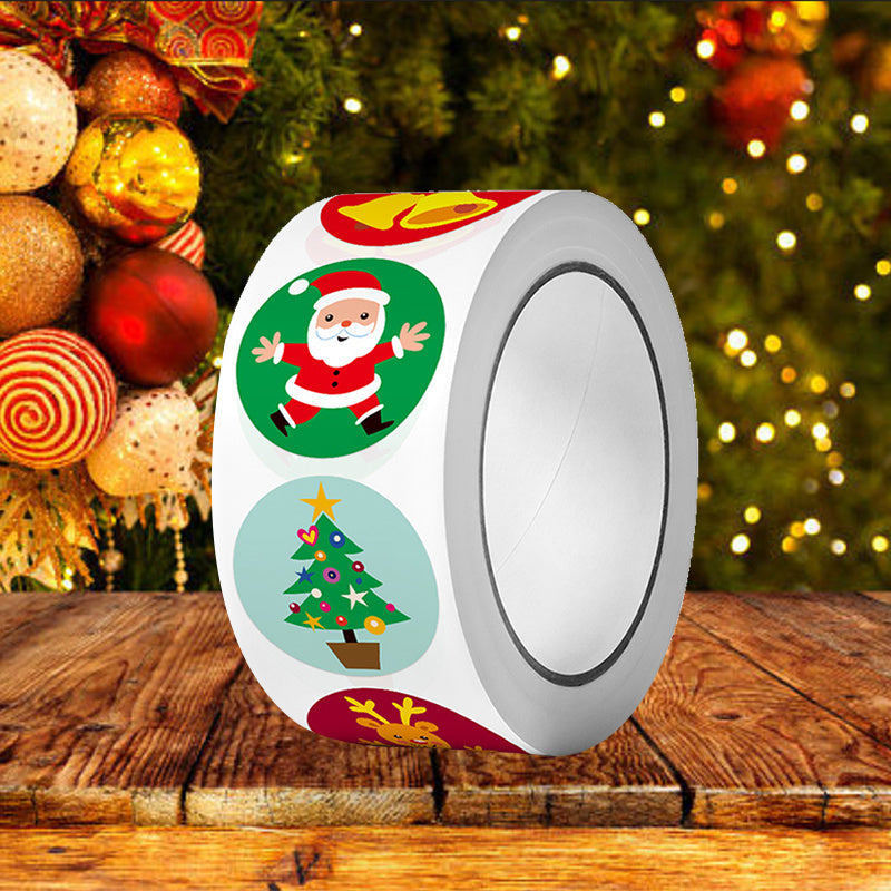 500pcs Roll Christmas Stickers Santa Claus Holiday Decoration Self-adhesive Stic