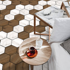 Geometric Wood Grain Self-adhesive Floor Stickers - 11pcs Set