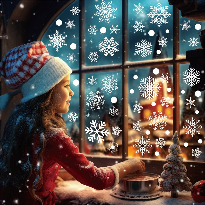 Snowflake Window Stickers Set - Christmas Winter Door Decoration
