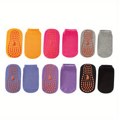 6 Pairs Non Slip Silicone Gripping Socks Low Cut Yoga Socks