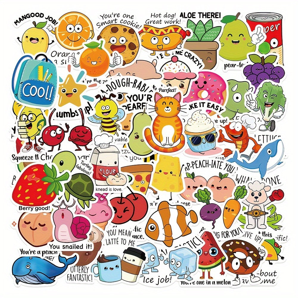 50pcs Mixed Animals And Plants Waterproof Stickers for Teachers