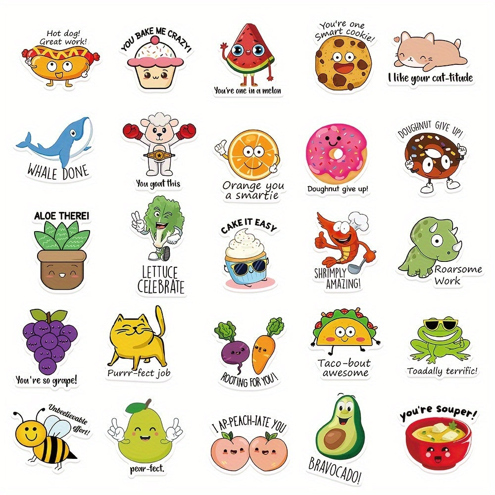 50pcs Mixed Animals And Plants Waterproof Stickers for Teachers