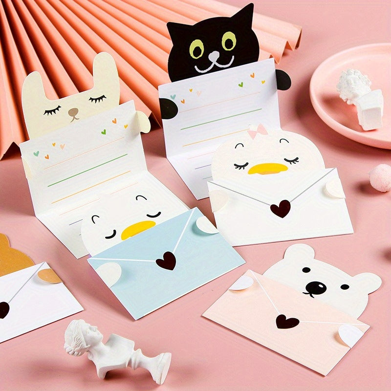 9pcs Animal Cartoon Birthday Greeting Cards Postcard