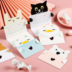 9pcs Animal Cartoon Birthday Greeting Cards Postcard