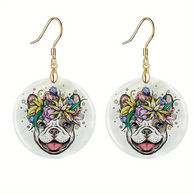 Flower & Dog Acrylic Earrings Halloween Christmas Gift