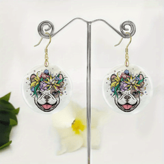 Flower & Dog Acrylic Earrings Halloween Christmas Gift