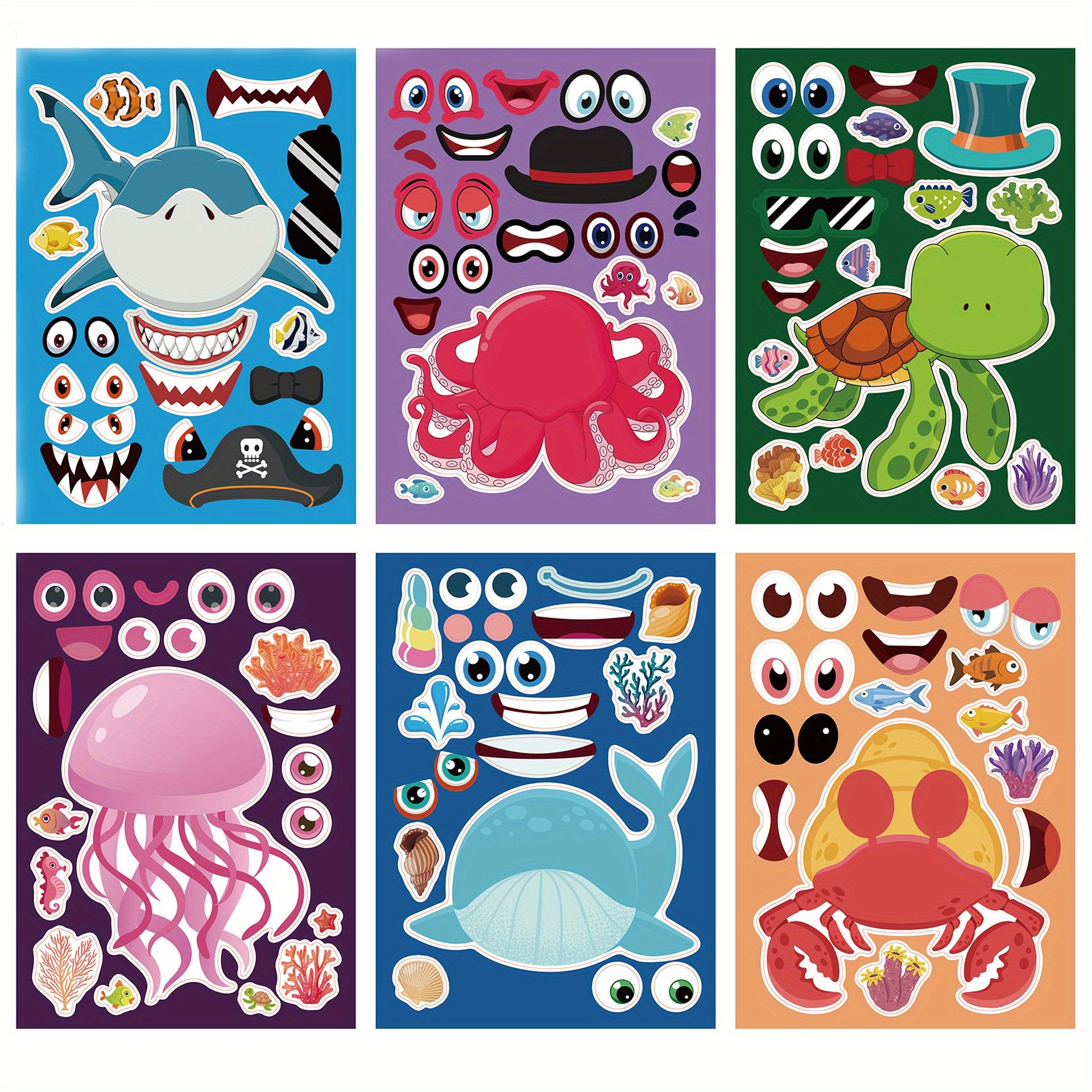12pcs Sea Animal Puzzle DIY Stickers - Educational Student Toys