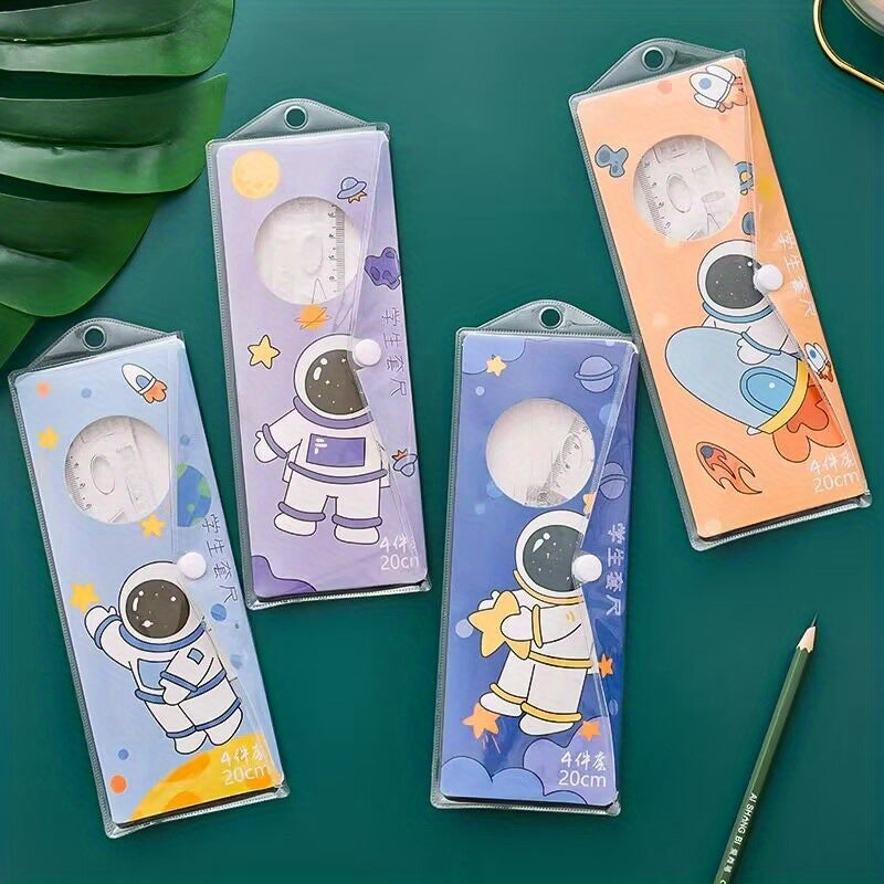 4 Piece Cartoon Acrylic Ruler Student Office Drawing Ruler