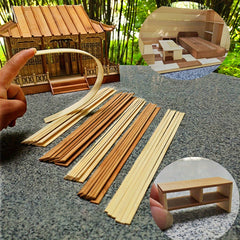 50pcs Natural Carbonized Bamboo Wood Strips  DIY Model Building 30x11x81mm
