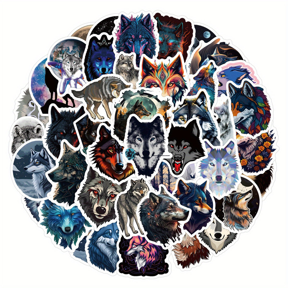 60 Wolf Stickers Waterproof Vinyl Water Bottle Laptop Phone Skateboard