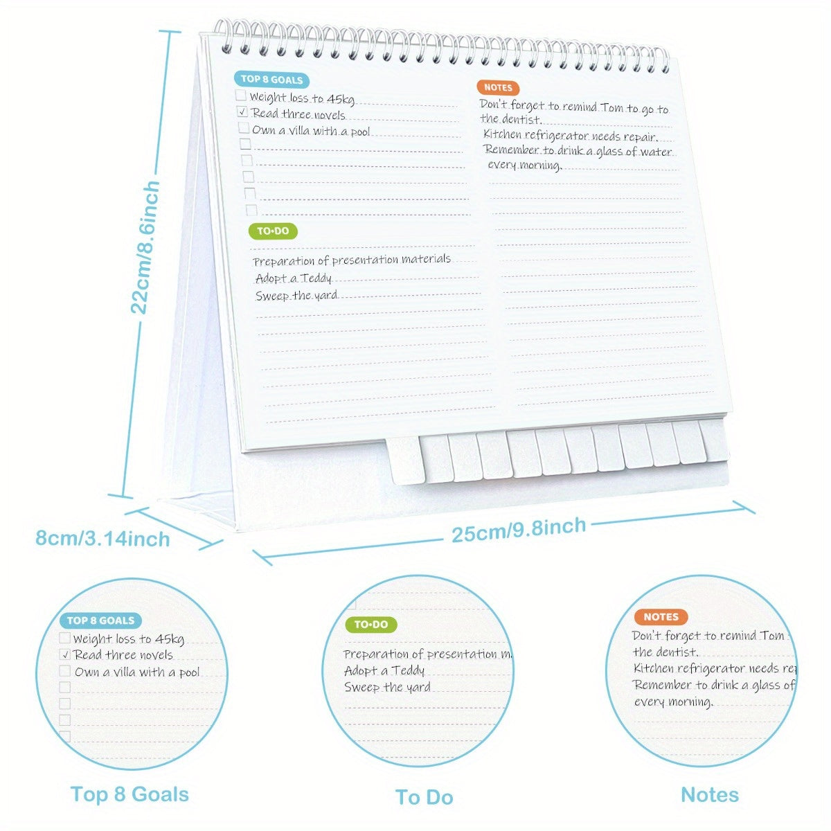 Desk Calendar 15 Months Calendar 24x21 With Julian Date Monthly Goals To do List
