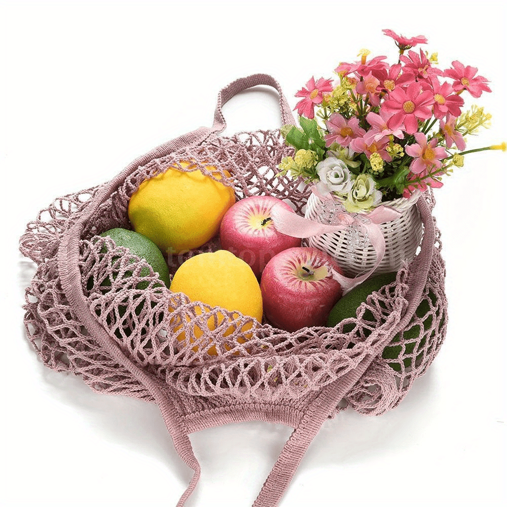 Fruit String Grocery Shopper Cotton Tote Mesh Woven Portable