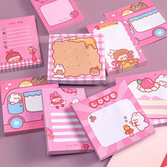 2pcs Cartoon Lace Rabbit Sticky Notes Book 100 Sheets