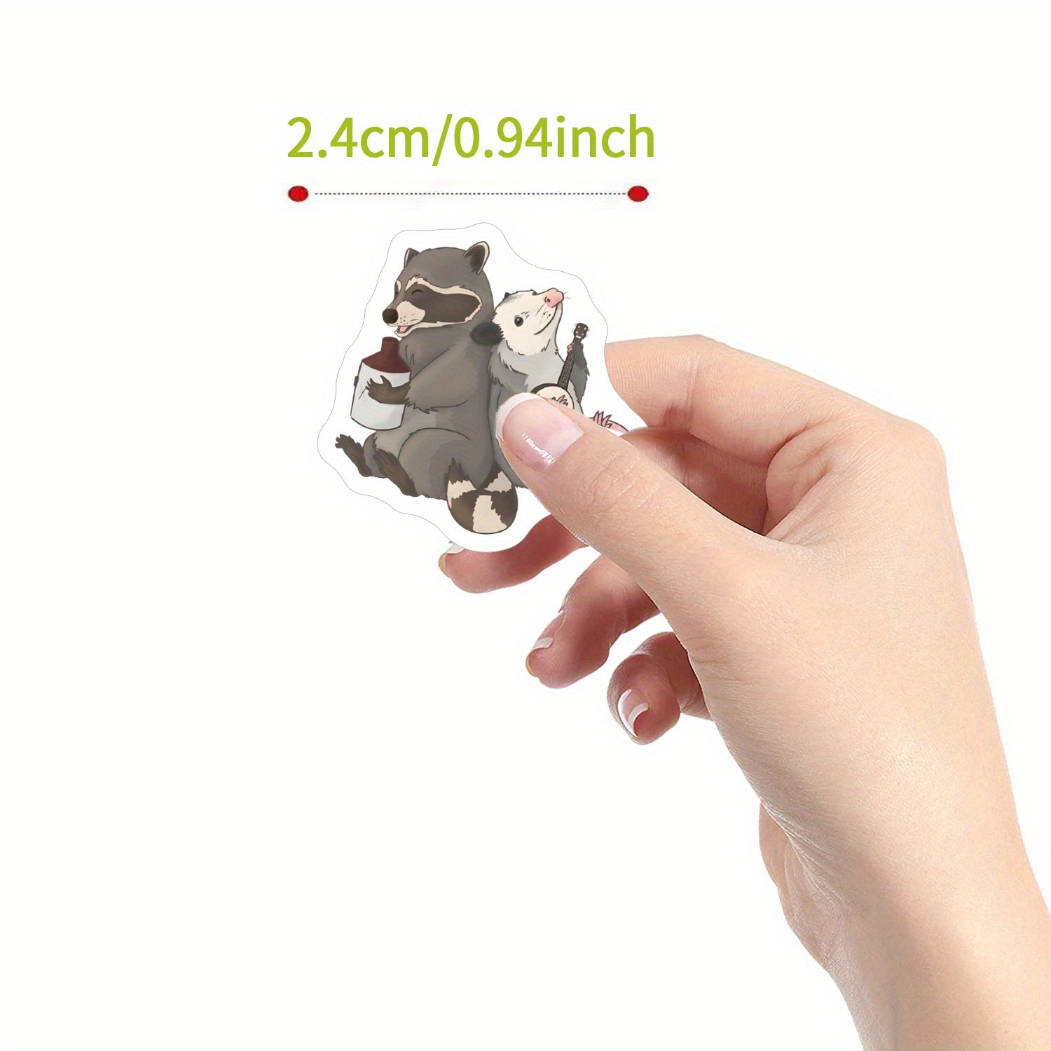 500pcs Raccoon Funny Stickers 2 54 Cm Labels 10 Patterns Cartoon Decals
