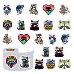 500pcs Raccoon Funny Stickers 2 54 Cm Labels 10 Patterns Cartoon Decals