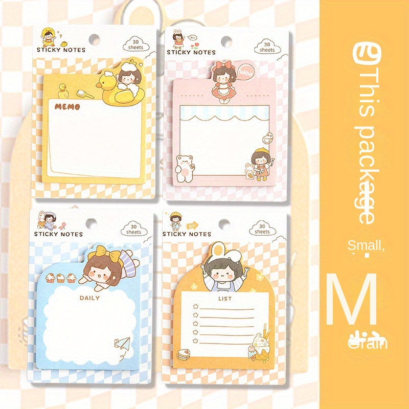 4PCS Cartoon Girl Sticky Note Book Fun Creative Message Note