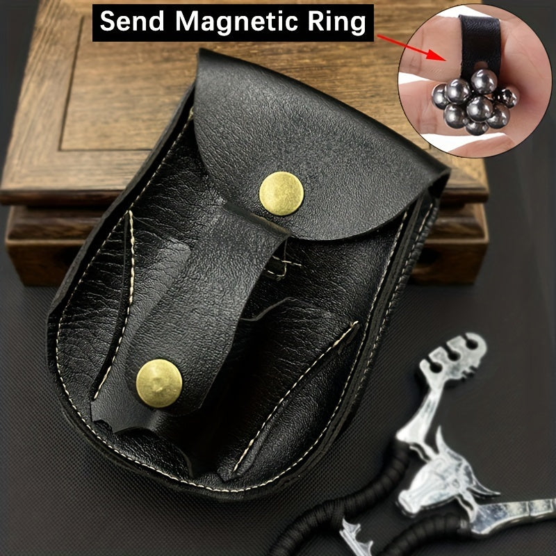 Leather Slingshot Bag with Magnet Ring and Pouch