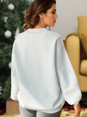  Women's Slogan Print Waffle Long Sleeve Pajama Top