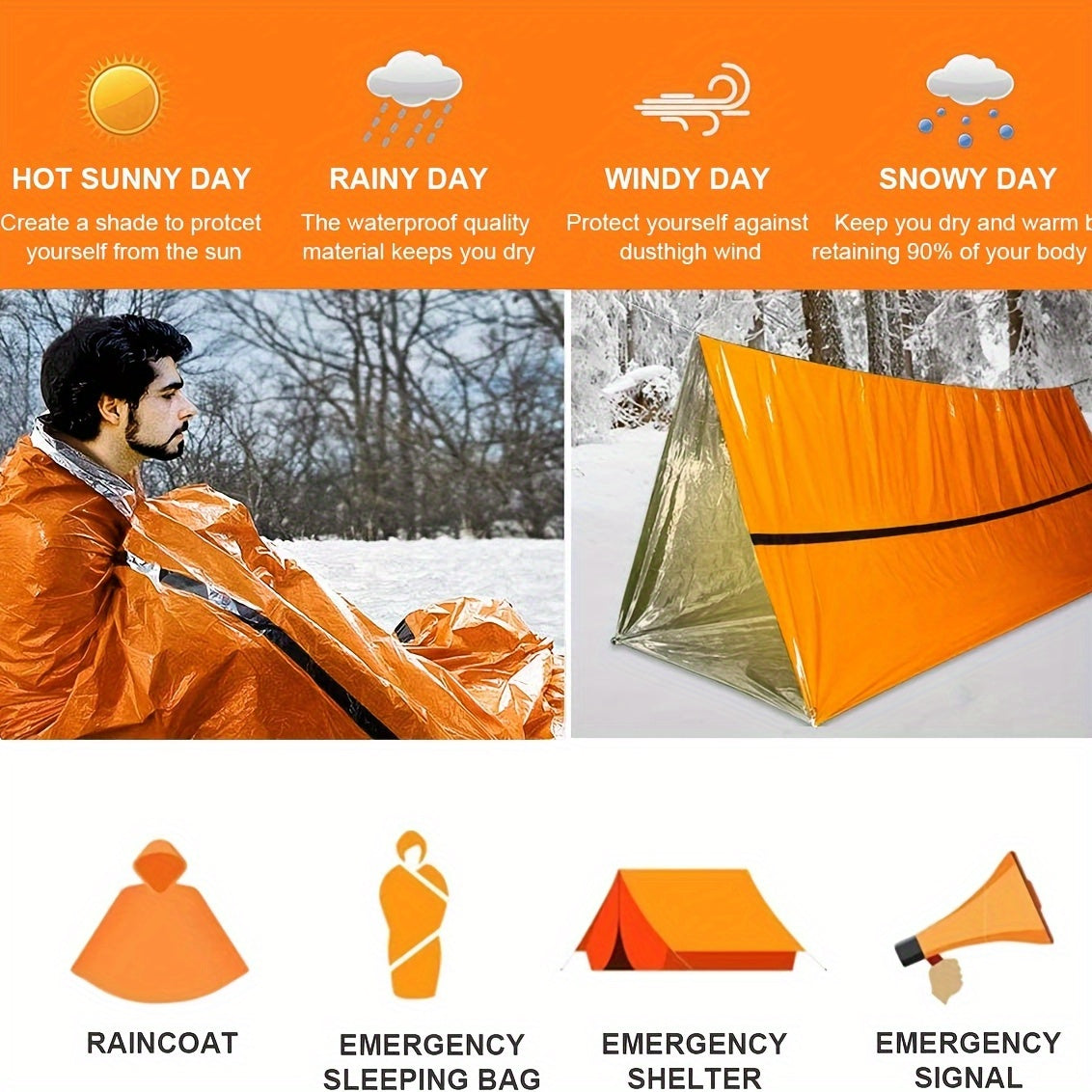 Emergency Sleeping Bag Survival Bivy Sack for Outdoor Camping