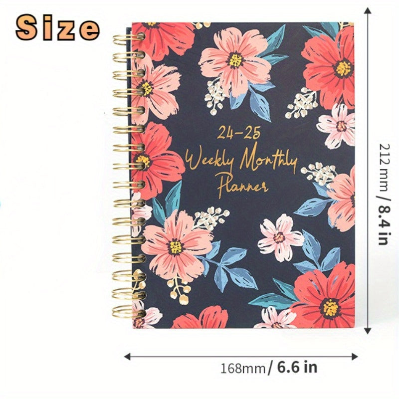 Monthly Planner A5 Schedule Flower Hard Shell Coil Notebook