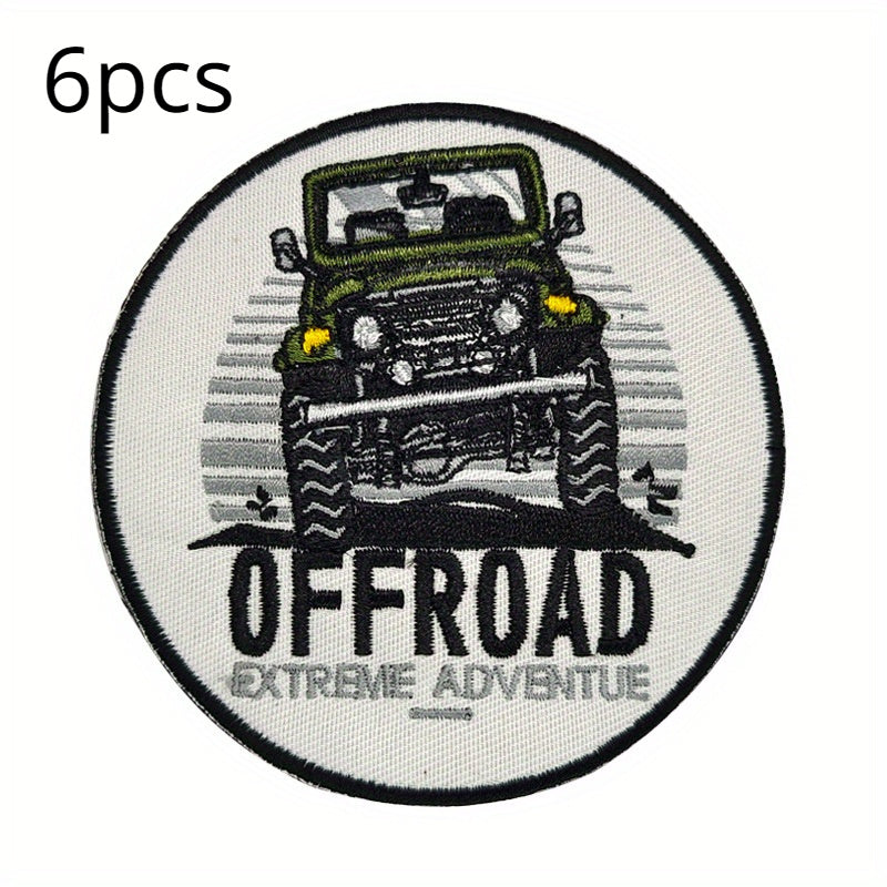 6pcs Offroad Embroidered Hook And Loop Patch For Backpacks Hats Jackets Clothes