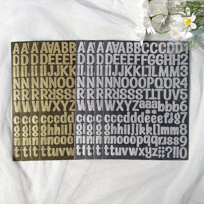 Alphanumeric Stickers A4 Golden Onion Powder Silvery DIY