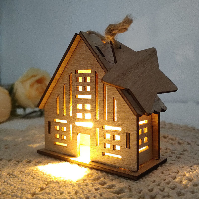 Christmas Wooden Cabin Family Toy DIY Small House Decoration