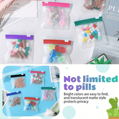 7 Colorful Plastic Pill Pouches Self Sealing Medicine Organizer Slide Lock