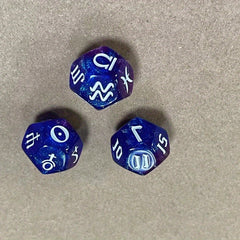 3pcs Astrology 12 Sided D12 Zodiac Dice for Tarot Cards Game