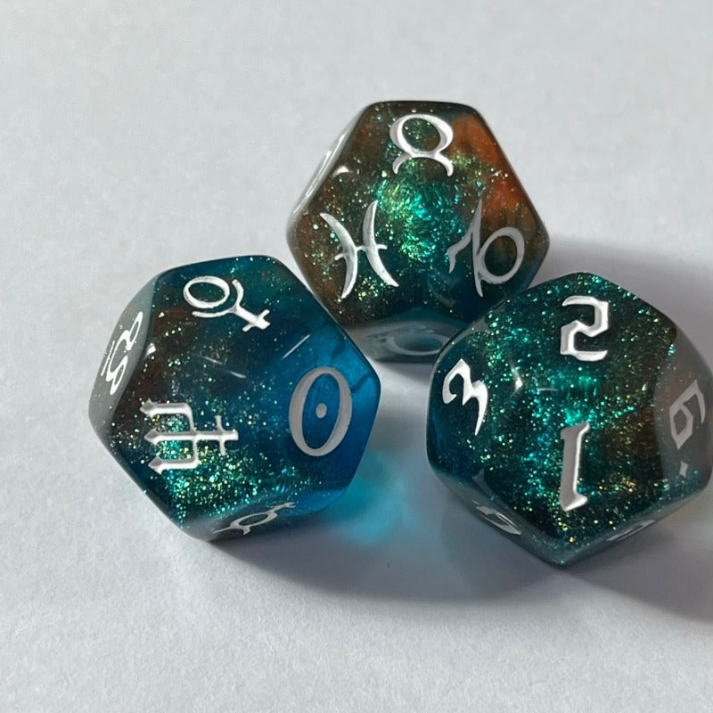 3pcs Astrology 12 Sided D12 Zodiac Dice for Tarot Cards Game