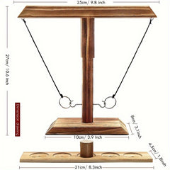 Wooden Ring Toss Hook Game with Ladder Fun Interactive Game