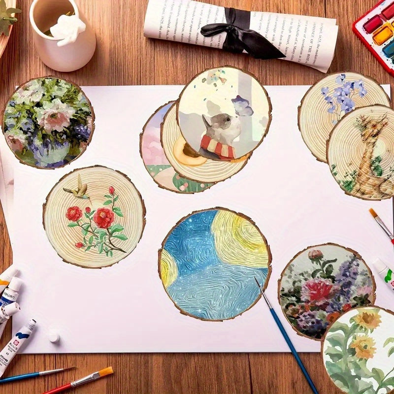 10pcs Natural Wood Chips Rounds for Coasters Wedding Decorations