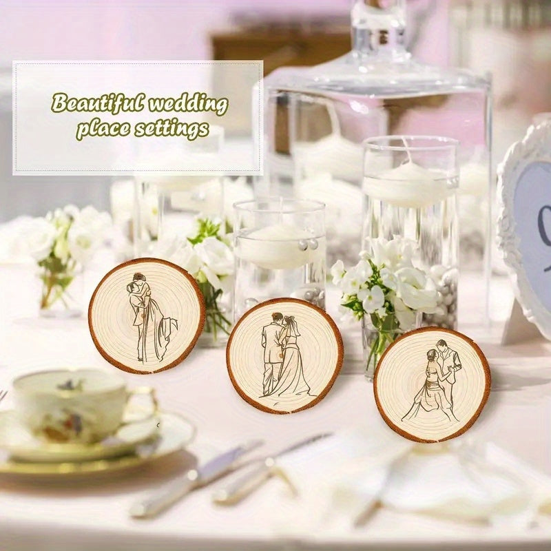 10pcs Natural Wood Chips Rounds for Coasters Wedding Decorations