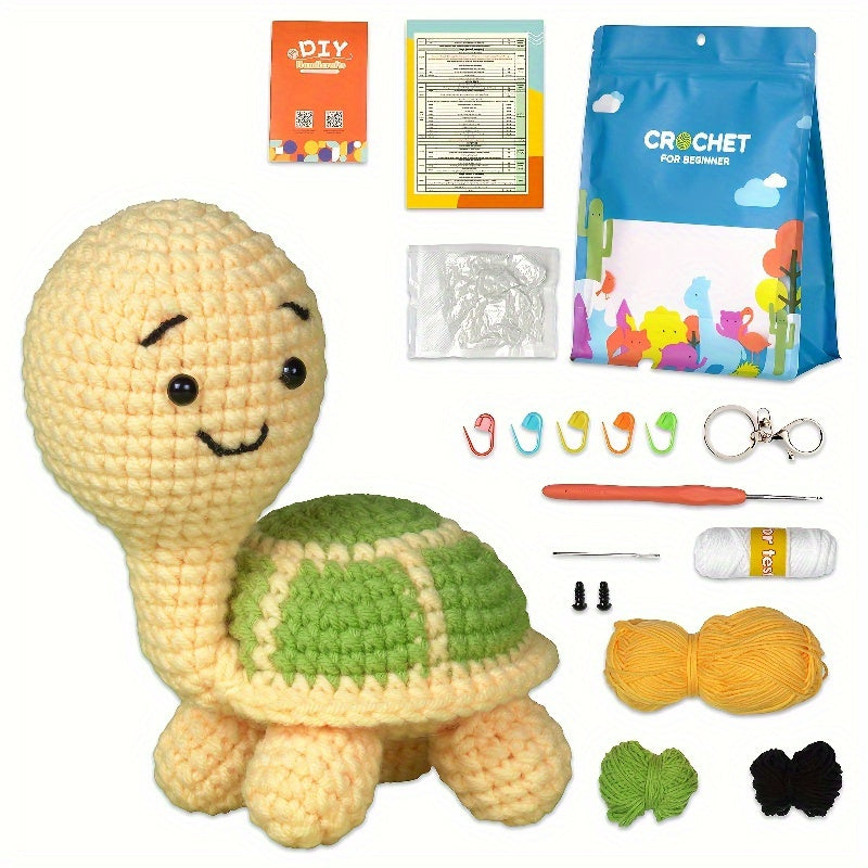 Crochet Material Package Doll Weaving DIY Wool Standing Turtle Pendant
