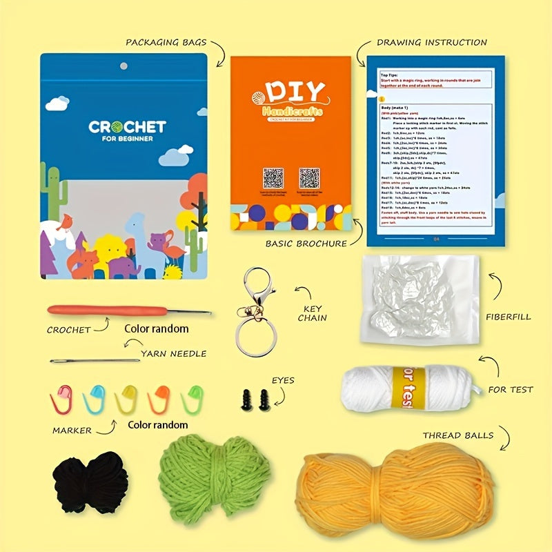 Crochet Material Package Doll Weaving DIY Wool Standing Turtle Pendant