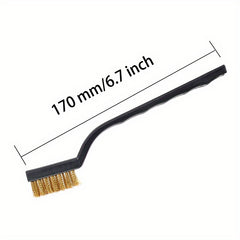 6pcs Stainless Steel Brass Wire Brush Set - Curved Handle Brush for Welding