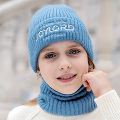 2pcs Kids Beanie & Scarf Set Warm Knitted Hat & Neck Warmer