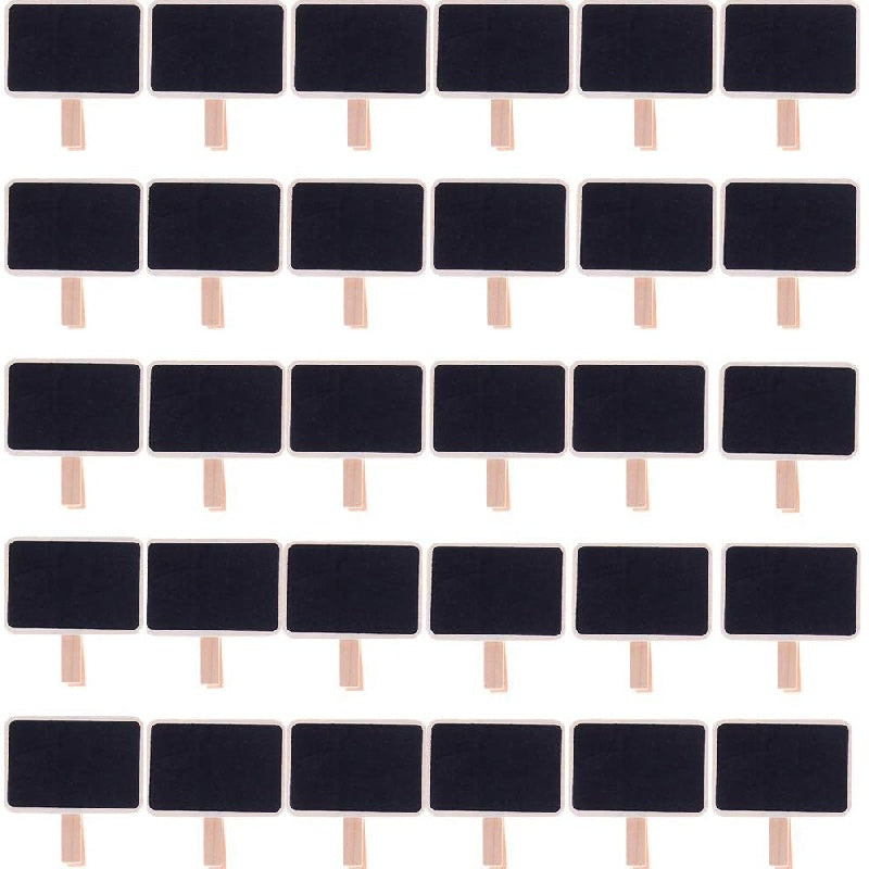 30pcs Mini Chalkboard Clip Wooden Message Board Signs for Memo Note Food Label