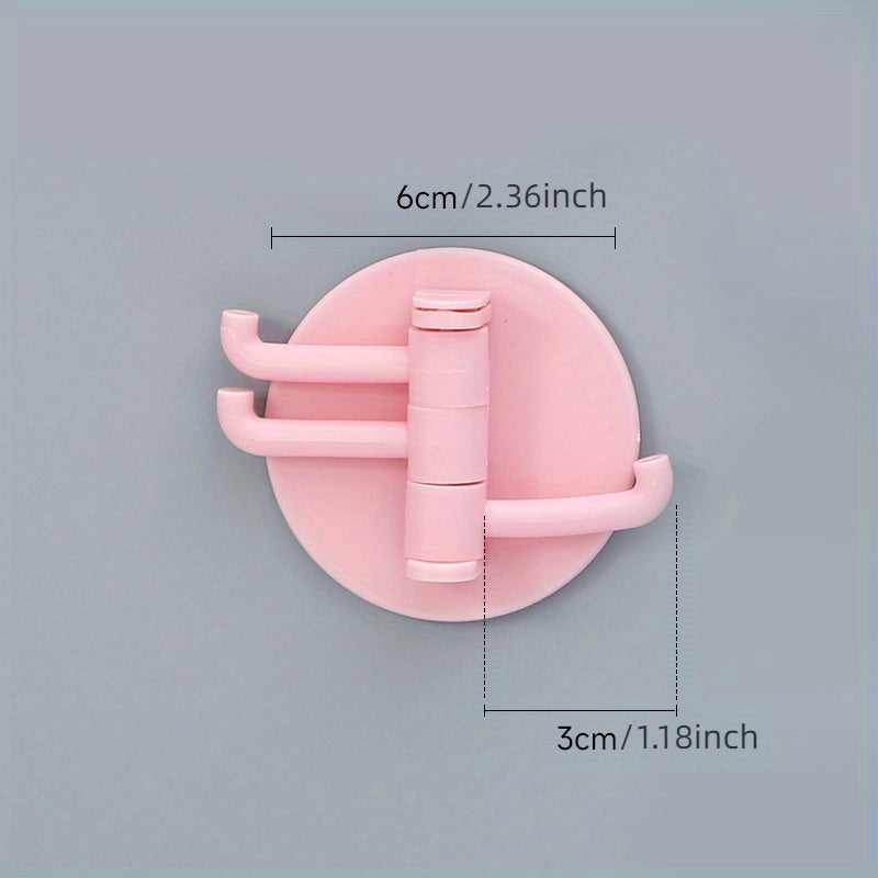 4pcs Sticky Hook 3 Branch Rotating Wall Towel Hook Bathroom Accessories
