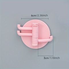 4pcs Sticky Hook 3 Branch Rotating Wall Towel Hook Bathroom Accessories