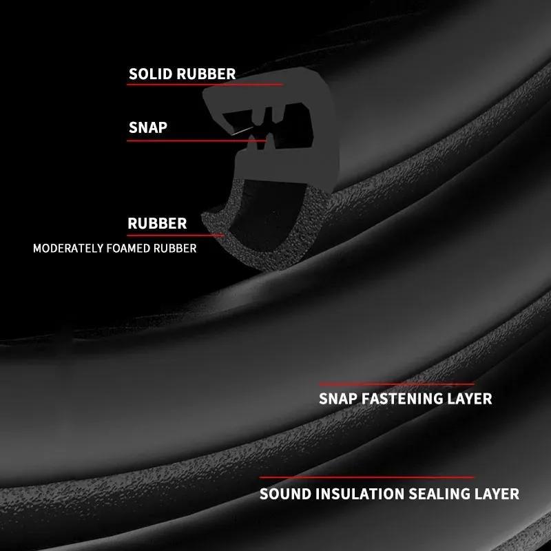2m Car Door Edge Seal Strip Rubber Weatherstrip