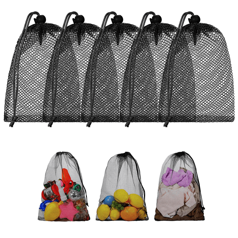 Nylon Mesh Drawstring Laundry Bag - Beach Camping Travel Storage