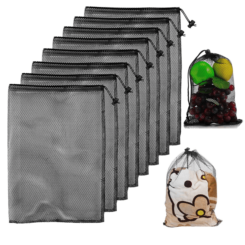 Nylon Mesh Drawstring Laundry Bag - Beach Camping Travel Storage
